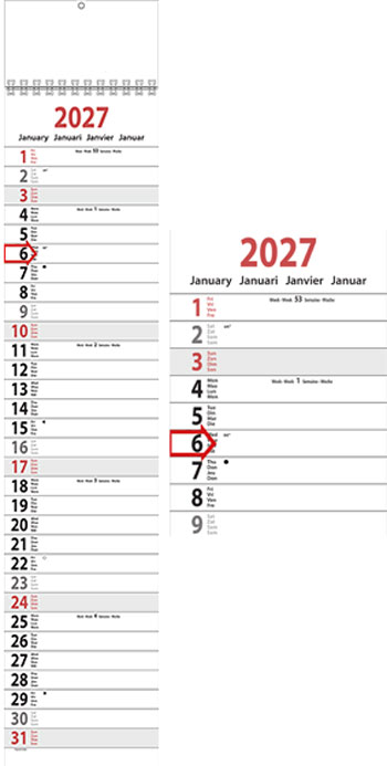 Strookkalender 2027 extra groot formaat voor ouderen